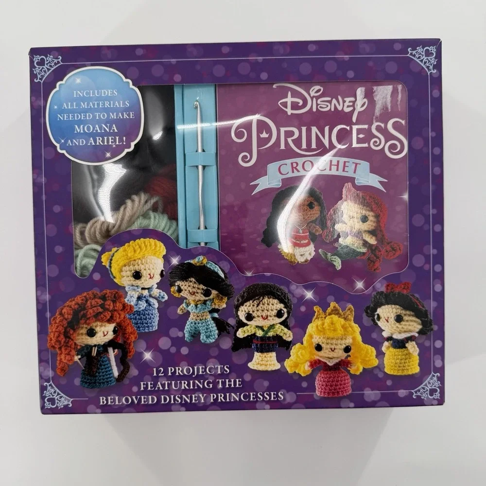 Disney Princess Amigurumi Crochet Dolls Kit Cute Moana Ariel Cozy DIY Yarn Craft